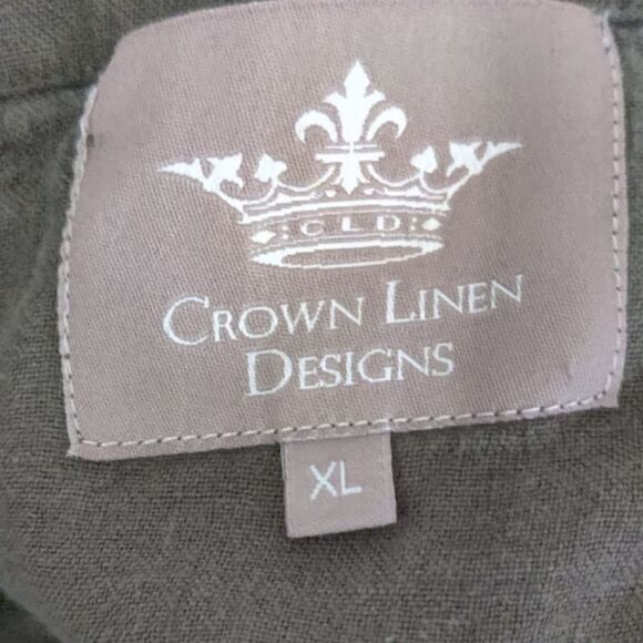 Crown Linen Designs Gray Green Elegant Sleeveless Midi Maxi Dress XL - Picture 7 of 7